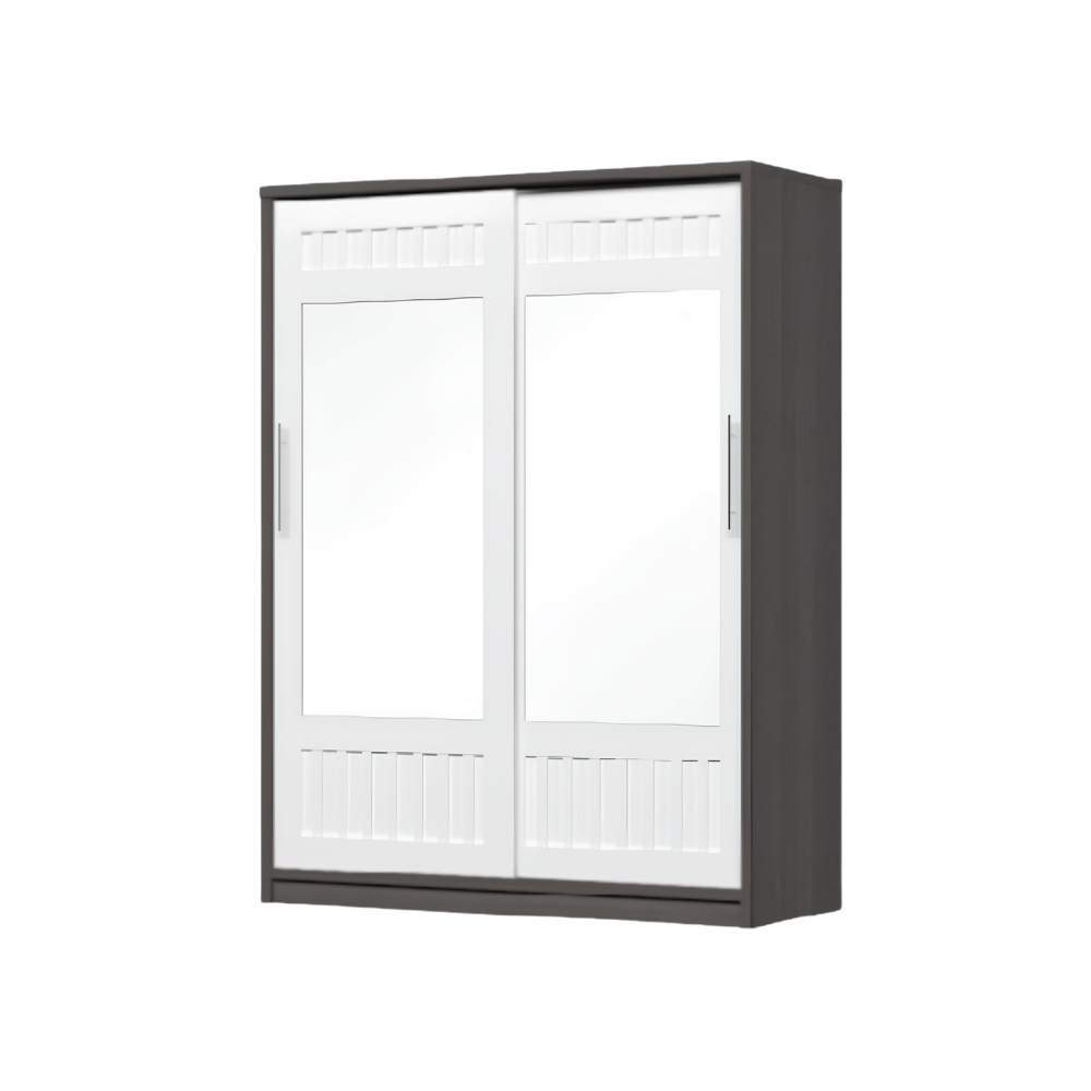 ตู้เสื้อผ้าบานเลื่อนกระจกเงา WISDOM DESIGN FURNITURE รุ่น W15SL 150 ซม. สีโอ๊ค/ขาว